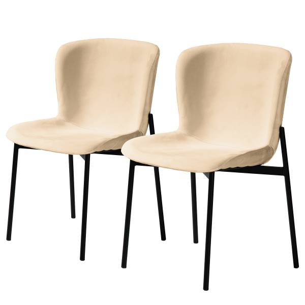 Polsterstuhl MOUZON 2er-Set - Samt Walli: Beige - Schwarz
