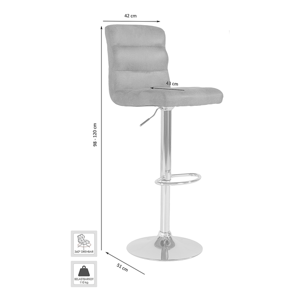 Barhocker Devesos 2er-Set - Microfaser / Stahl - Braun