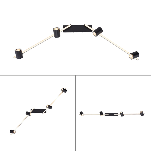 Deckenleuchte Barik - Eisen, Aluminium / Polycarbonat - 5-flammig - Flammenanzahl: 5