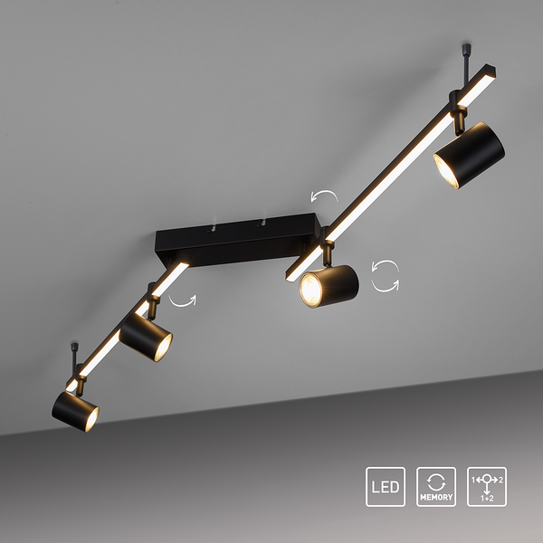 Deckenleuchte Barik - Eisen, Aluminium / Polycarbonat - 5-flammig - Flammenanzahl: 5