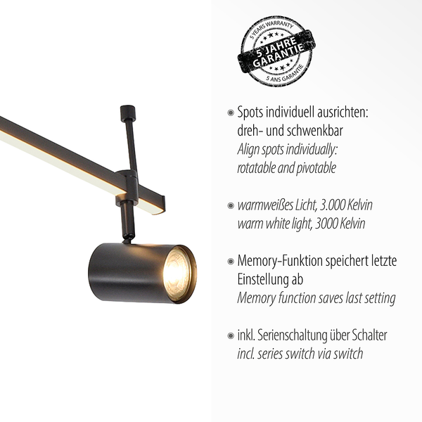 Deckenleuchte Barik - Eisen, Aluminium / Polycarbonat - 5-flammig - Flammenanzahl: 5