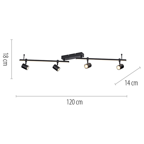 Deckenleuchte Barik - Eisen, Aluminium / Polycarbonat - 5-flammig - Flammenanzahl: 5