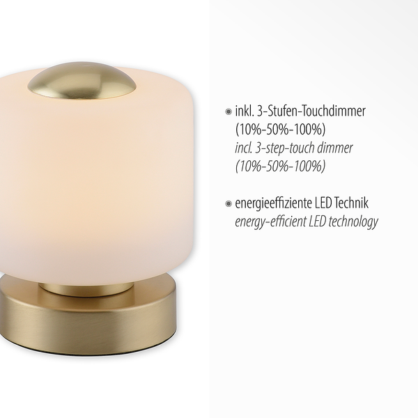 Tischleuchte Bota - Milchglas / Eisen - 1-flammig - Messing