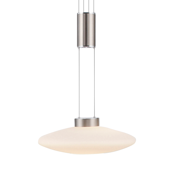 Pendelleuchte Lautada - Milchglas / Eisen, Edelstahl, Aluminium - 1-flammig - Silber