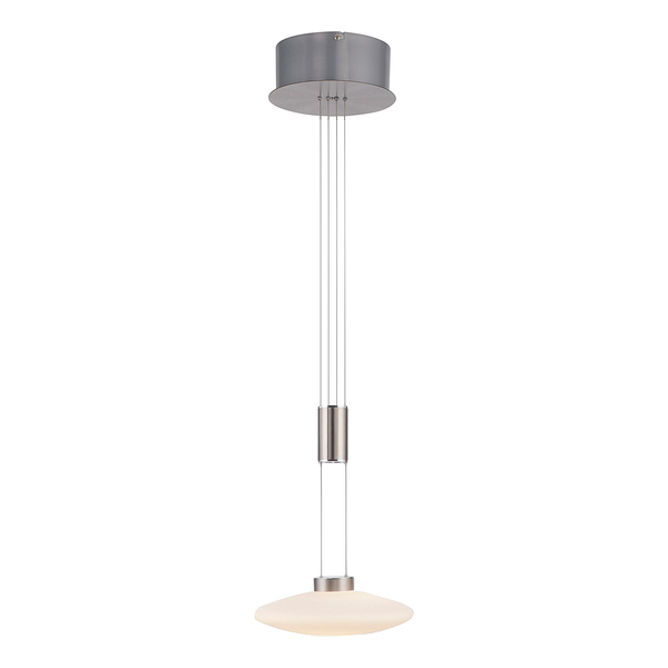 Pendelleuchte Lautada - Milchglas / Eisen, Edelstahl, Aluminium - 1-flammig - Silber