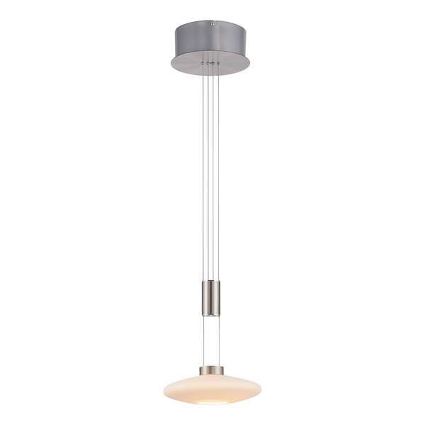 Pendelleuchte Lautada - Milchglas / Eisen, Edelstahl, Aluminium - 1-flammig - Silber