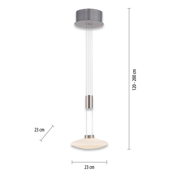 Pendelleuchte Lautada - Milchglas / Eisen, Edelstahl, Aluminium - 1-flammig - Silber