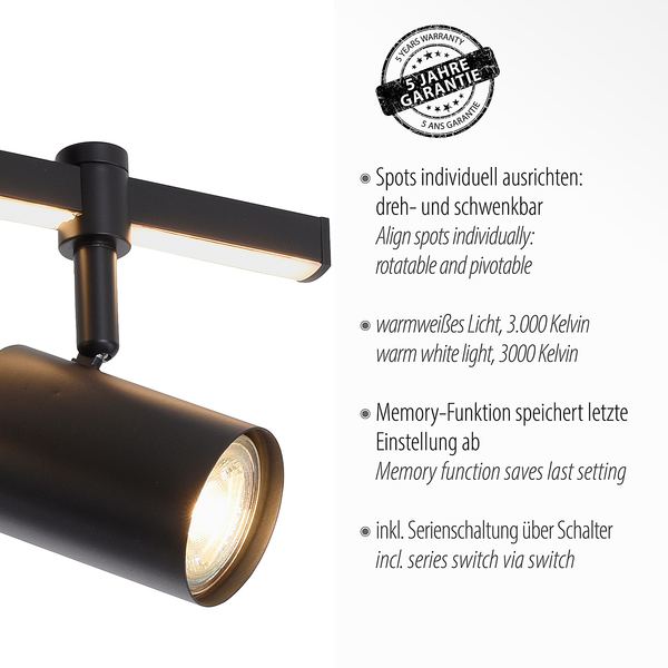 Deckenleuchte Barik - Eisen, Aluminium / Polycarbonat - 3-flammig - Flammenanzahl: 3
