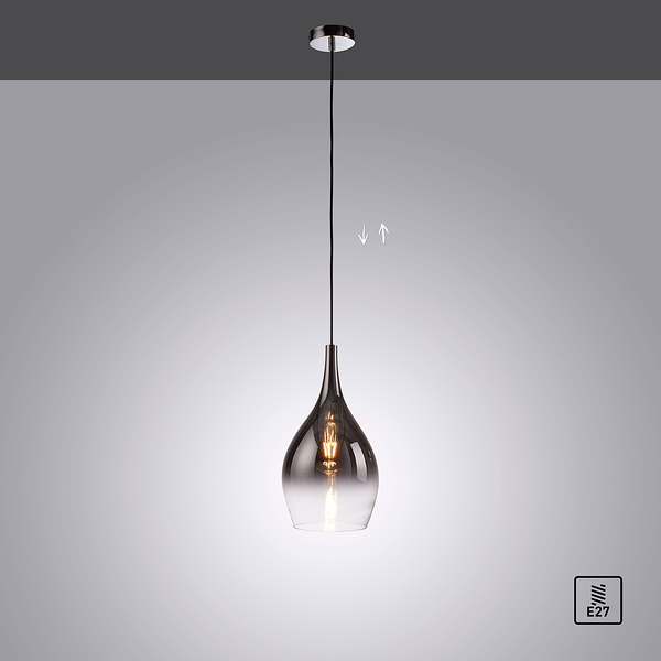 Pendelleuchte Pilua - Rauchglas / Eisen - 1-flammig