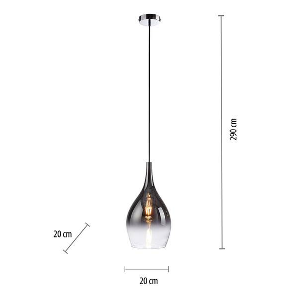 Pendelleuchte Pilua - Rauchglas / Eisen - 1-flammig