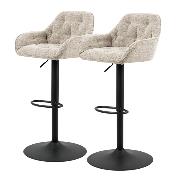 Barstuhl Magrin 2er-Set - Bouclé Stoff Moena: Beige