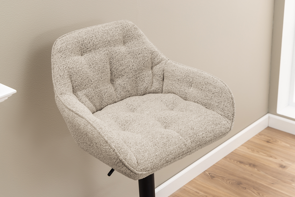 Barstuhl Magrin 2er-Set - Bouclé Stoff Moena: Beige