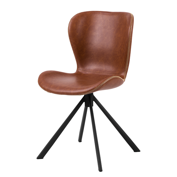 Drehbarer Polsterstuhl LIVARAS - Kunstleder Reena: Cognac