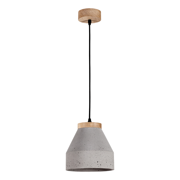 Pendelleuchte Tristan 1-flammig - Eiche Massiv / Beton - Grau - Durchmesser: 20 cm