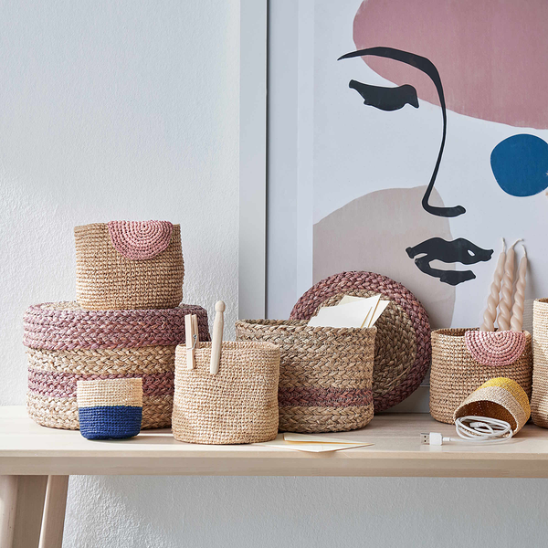 Korb ISALO - Raffia - Rosa