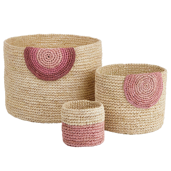 Korb ISALO - Raffia - Rosa