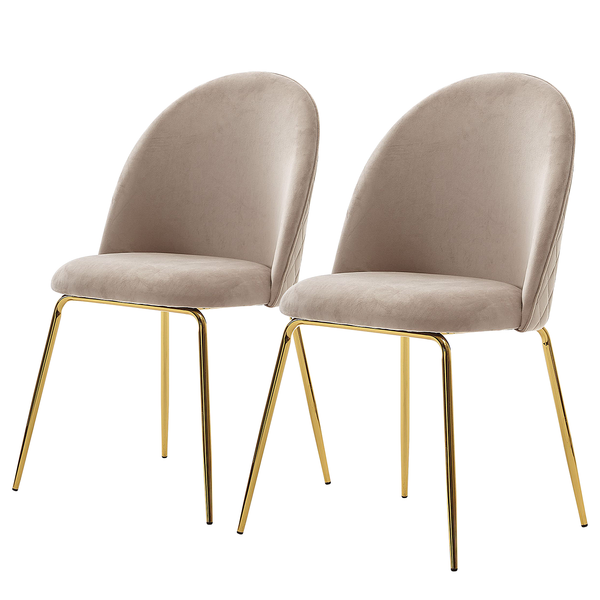Esszimmerstuhl Paraco 2er-Set - Samt / Eisen - Beige / Gold