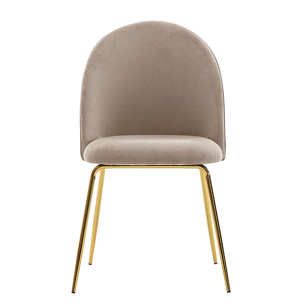 Esszimmerstuhl Paraco 2er-Set - Samt / Eisen - Beige / Gold