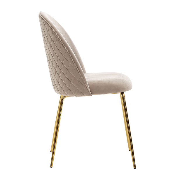 Esszimmerstuhl Paraco 2er-Set - Samt / Eisen - Beige / Gold
