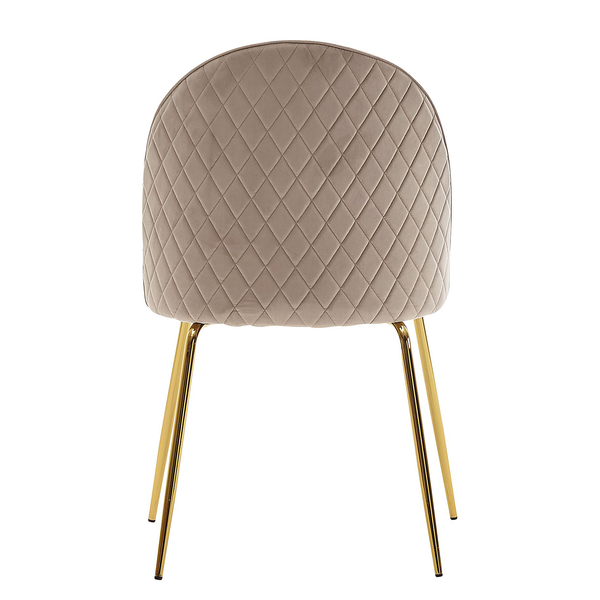 Esszimmerstuhl Paraco 2er-Set - Samt / Eisen - Beige / Gold