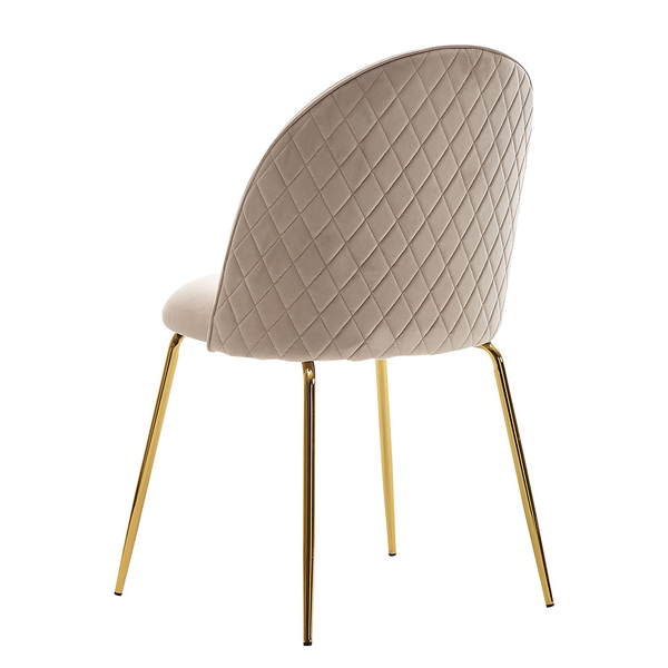 Esszimmerstuhl Paraco 2er-Set - Samt / Eisen - Beige / Gold