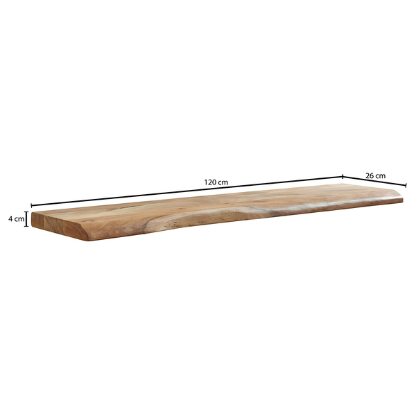 Wandregal Padola - Akazie Massiv - Breite: 120 cm