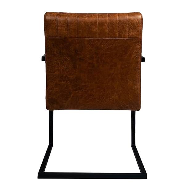 Armlehnenstuhl Ledaha - Eisen / Leder / Polyester - Cognac