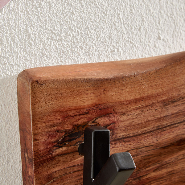 Wandgarderobe Damgarten - Akazie Massiv / Eisen - Braun / Schwarz - 60 x 17 cm
