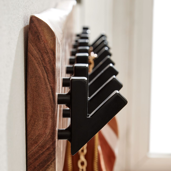 Wandgarderobe Damgarten - Akazie Massiv / Eisen - Braun / Schwarz - 90 x 19 cm