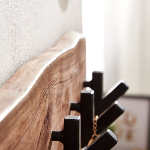 Wandgarderobe Damgarten - Akazie Massiv / Eisen - Braun / Schwarz - 90 x 19 cm