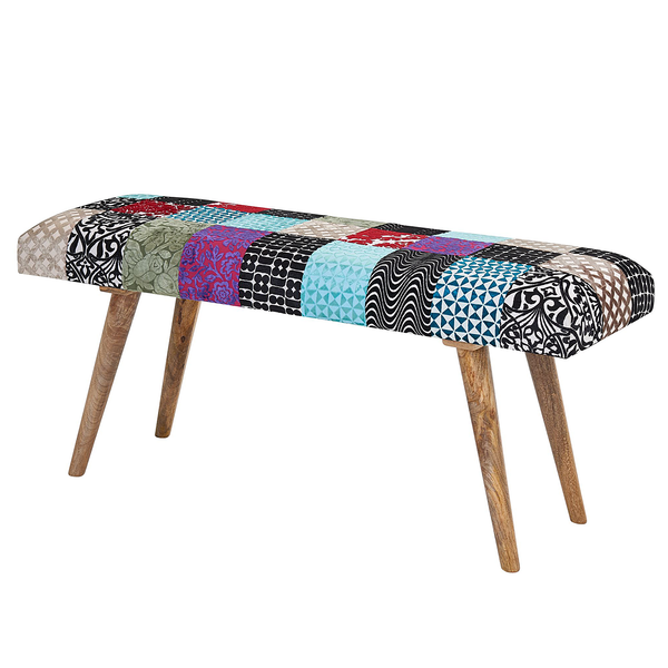 Garderobenbank Bovino - Samt / Mangoholz - Multicolor