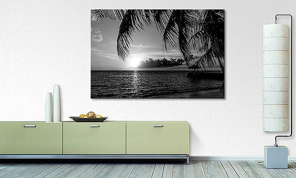Leinwandbild Maledives - Fichte Massiv / Mischgewebe - 80 x 120 cm - Schwarz / Weiß