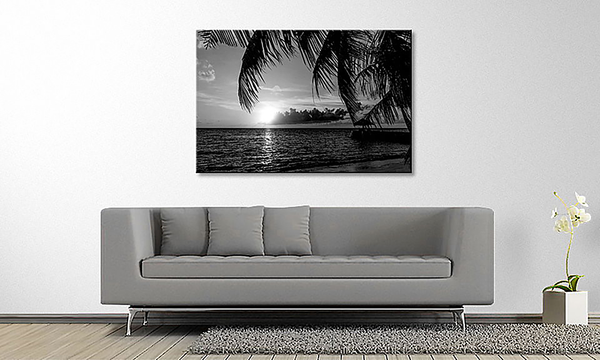 Leinwandbild Maledives - Fichte Massiv / Mischgewebe - 80 x 120 cm - Schwarz / Weiß