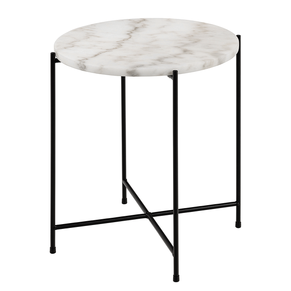 Beistelltisch Marcocci 42 cm - Marmor / Metall - Marmor Weiß / Schwarz
