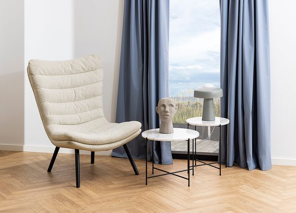 Beistelltisch Marcocci 42 cm - Marmor / Metall - Marmor Weiß / Schwarz