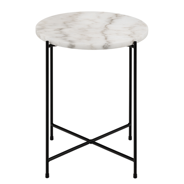 Beistelltisch Marcocci 42 cm - Marmor / Metall - Marmor Weiß / Schwarz