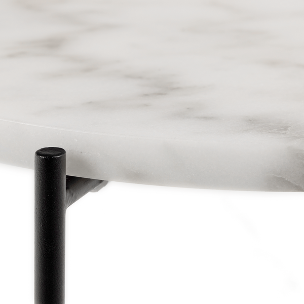 Beistelltisch Marcocci 42 cm - Marmor / Metall - Marmor Weiß / Schwarz