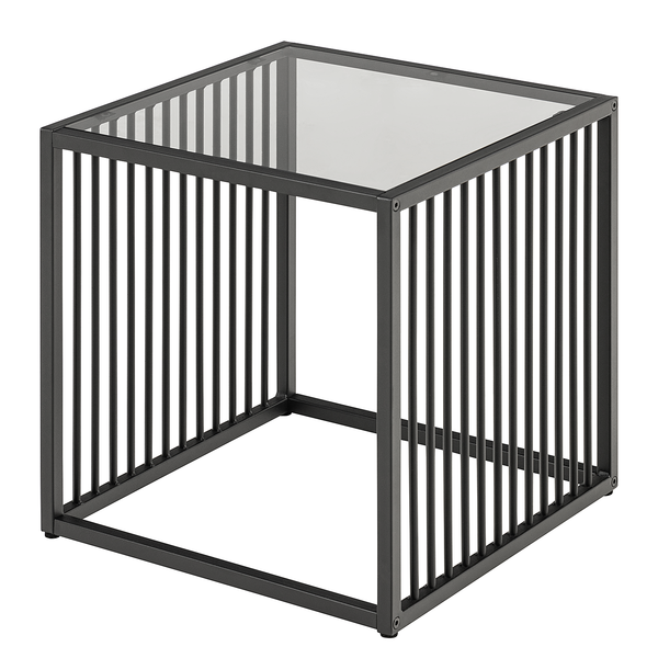 Beistelltisch Mephisto quadratisch - Glas / Metall - Schwarz
