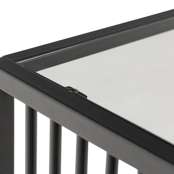 Beistelltisch Mephisto quadratisch - Glas / Metall - Schwarz
