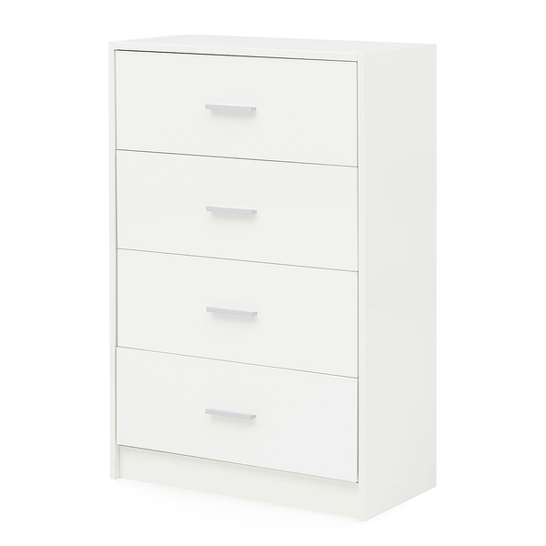 Kommode Carmelo - Spanplatte - Weiß / Silber - Höhe: 90 cm