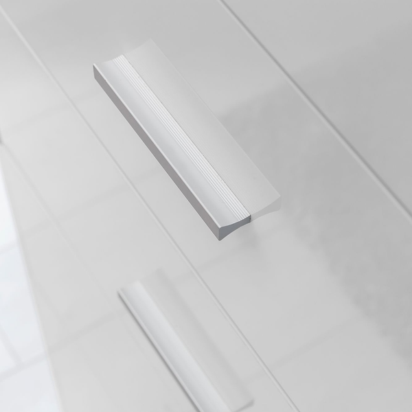 Kommode Carmelo - Spanplatte - Weiß / Silber - Höhe: 90 cm