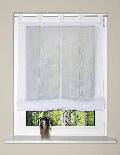 Schlaufenrollo Livro - Webstoff - Weiß - 80 x 140 cm