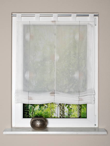Schlaufenrollo Elisio - Webstoff - Steingrau - 100 x 140 cm