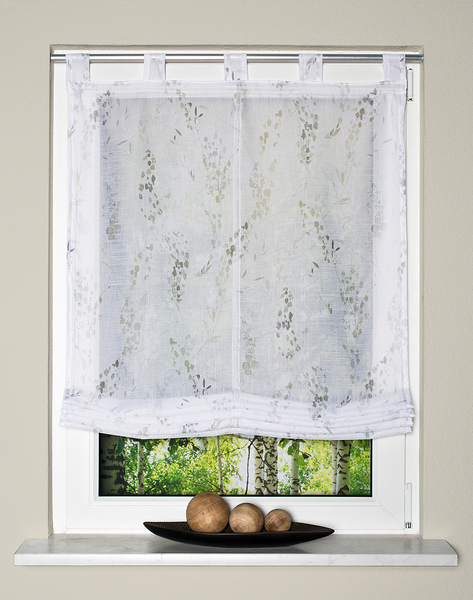Schlaufenrollo Nerlina - Webstoff - Grau - 100 x 140 cm