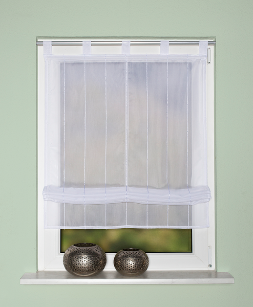 Schlaufenrollo Ellora - Webstoff - Weiß - 140 x 140 cm