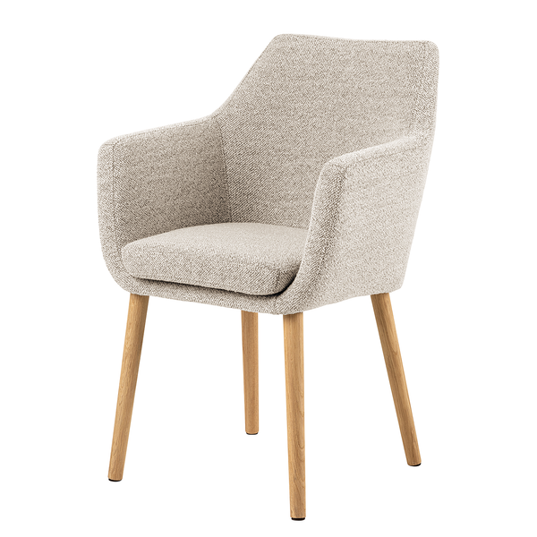 Armlehnenstuhl NICHOLAS - Bouclé Stoff Moena: Beige - Einzelstuhl
