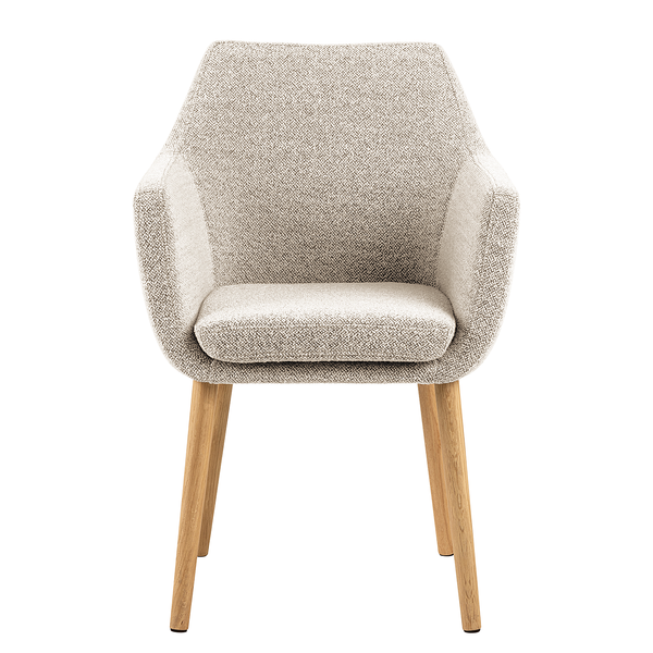 Armlehnenstuhl NICHOLAS - Bouclé Stoff Moena: Beige - Einzelstuhl