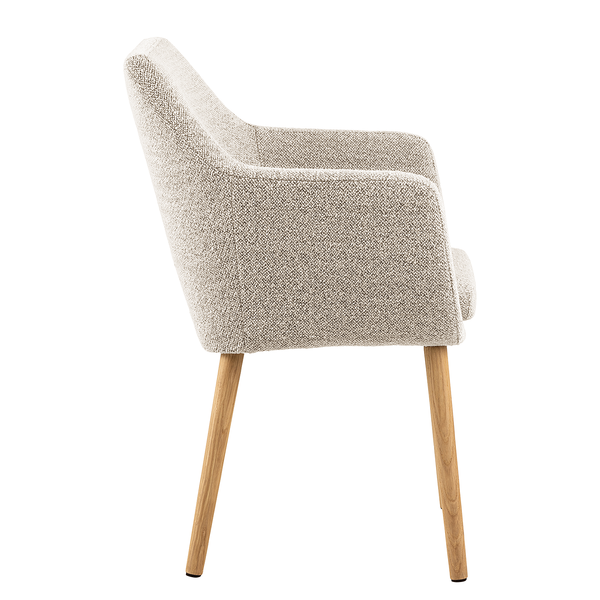 Armlehnenstuhl NICHOLAS - Bouclé Stoff Moena: Beige - Einzelstuhl