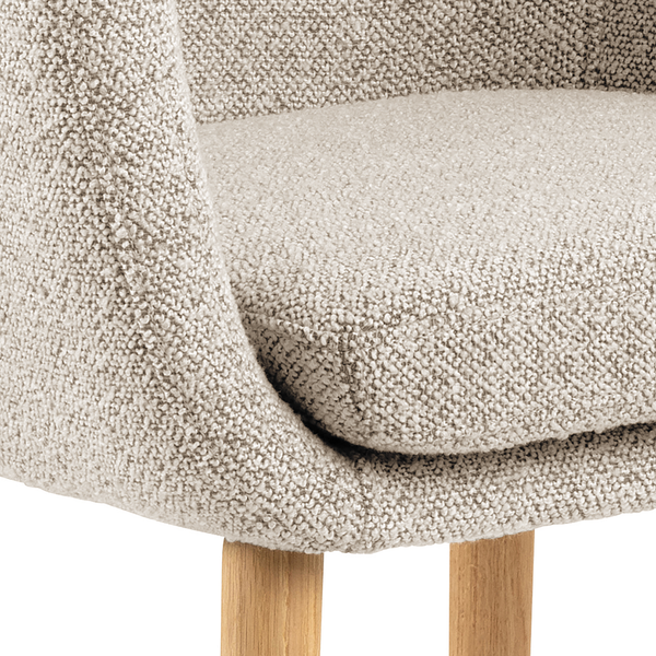 Armlehnenstuhl NICHOLAS - Bouclé Stoff Moena: Beige - Einzelstuhl