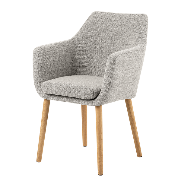 Armlehnenstuhl NICHOLAS - Bouclé Stoff Moena: Grau - Einzelstuhl